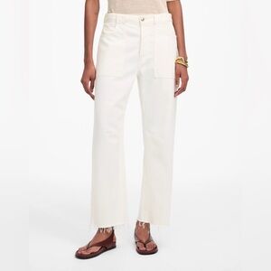 NWT Madewell Darted Barrel Leg Utility Jean 24 Tile White Raw Hem $148 NV533